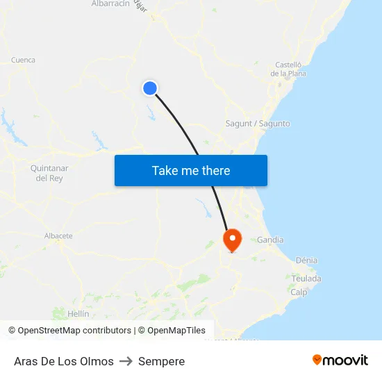 Aras De Los Olmos to Sempere map