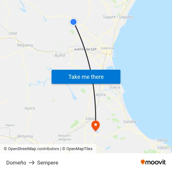 Domeño to Sempere map