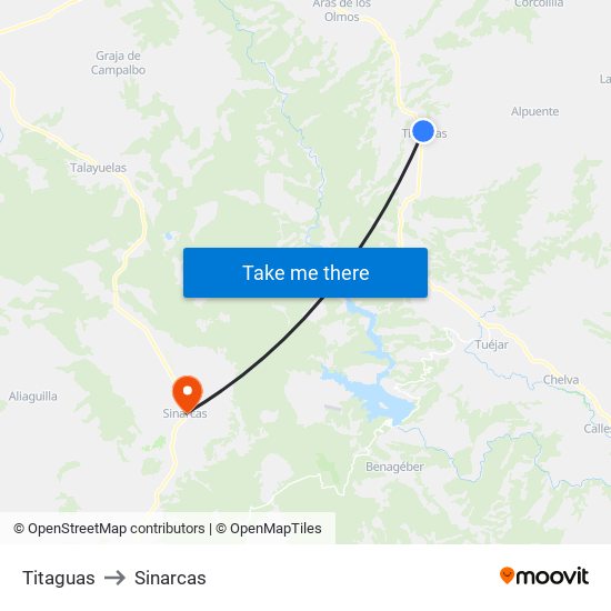 Titaguas to Sinarcas map