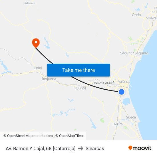 Av. Ramón Y Cajal, 68 [Catarroja] to Sinarcas map