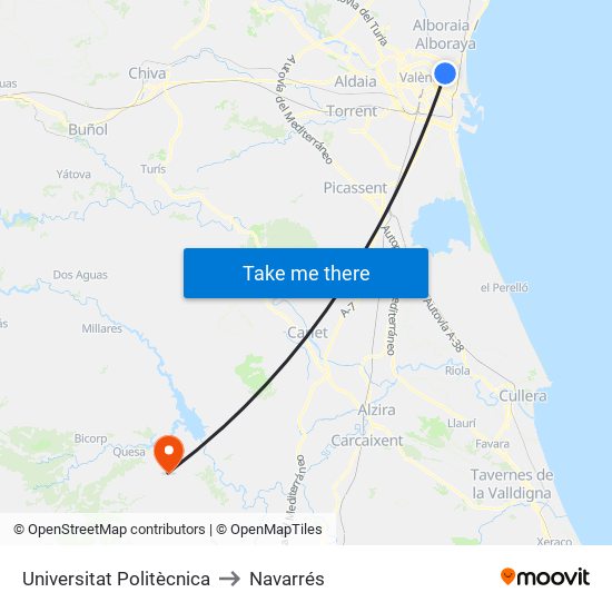 Universitat Politècnica to Navarrés map