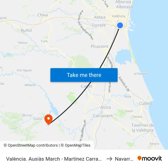 València. Ausiàs March - Martínez Carrasco to Navarrés map