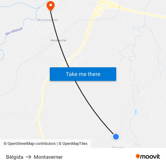 Bèlgida to Montaverner map
