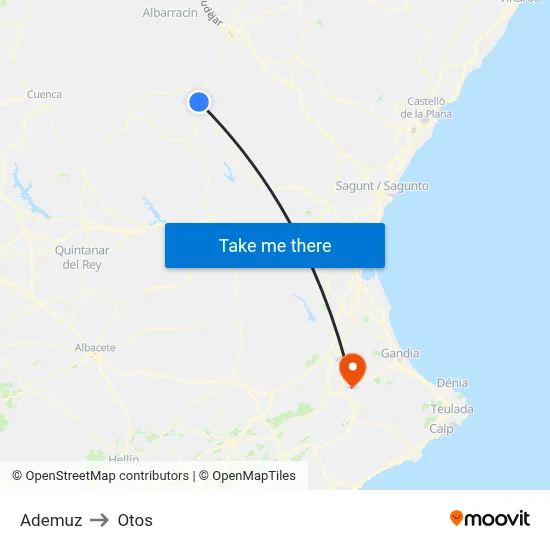 Ademuz to Otos map