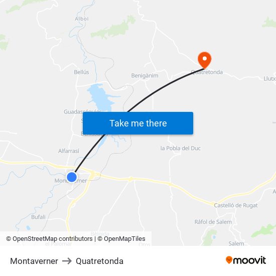 Montaverner to Quatretonda map