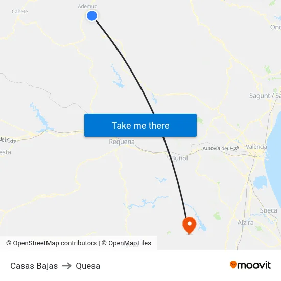 Casas Bajas to Quesa map