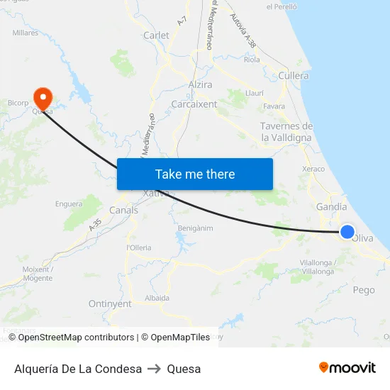 Alquería De La Condesa to Quesa map