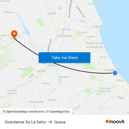 Guardamar De La Safor to Quesa map