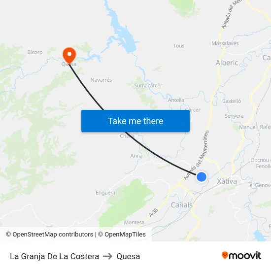 La Granja De La Costera to Quesa map