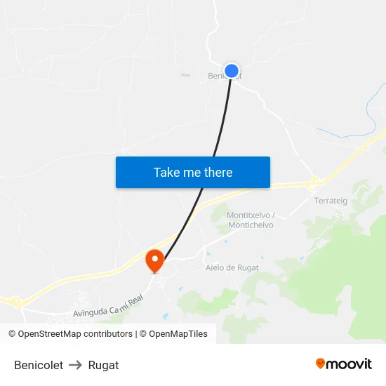 Benicolet to Rugat map