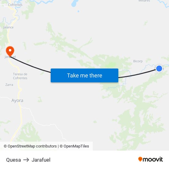 Quesa to Jarafuel map