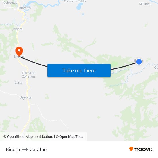 Bicorp to Jarafuel map