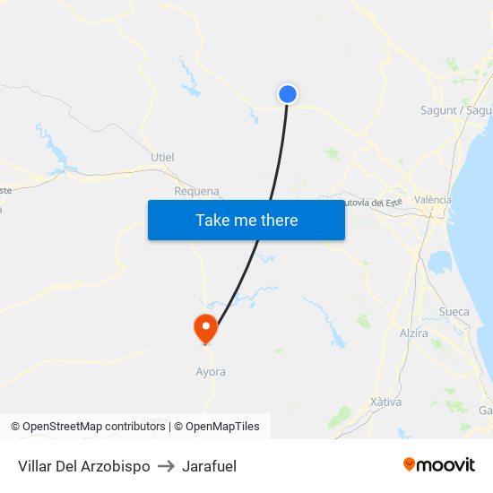 Villar Del Arzobispo to Jarafuel map