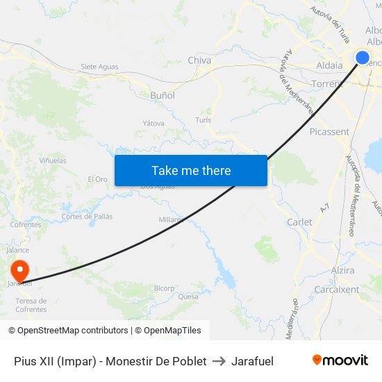 Pius XII (Impar) - Monestir De Poblet to Jarafuel map