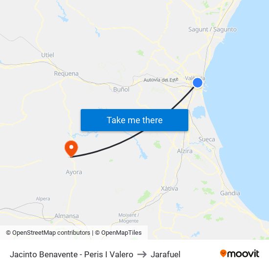 Jacinto Benavente - Peris I Valero to Jarafuel map