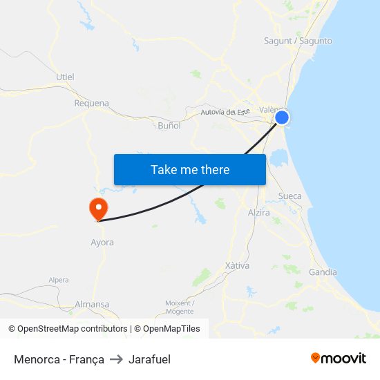 Menorca - França to Jarafuel map