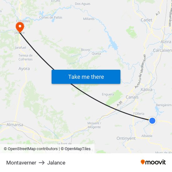 Montaverner to Jalance map