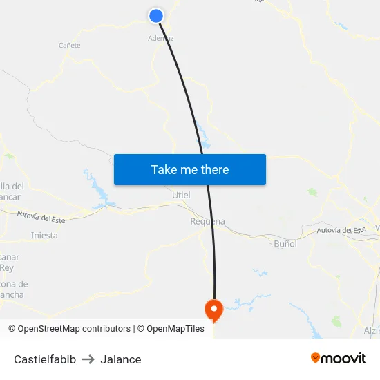 Castielfabib to Jalance map