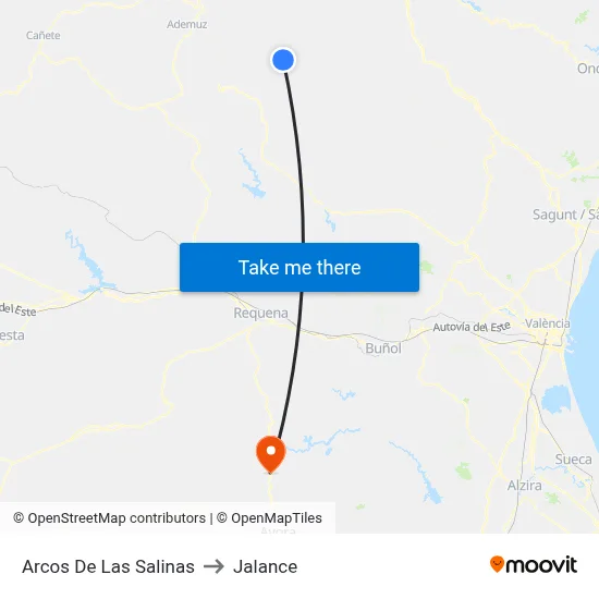 Arcos De Las Salinas to Jalance map