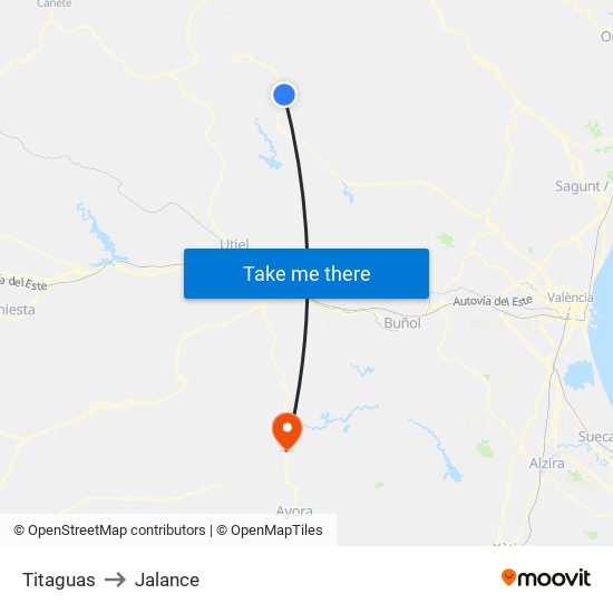 Titaguas to Jalance map