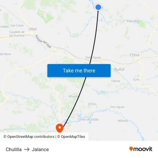 Chulilla to Jalance map