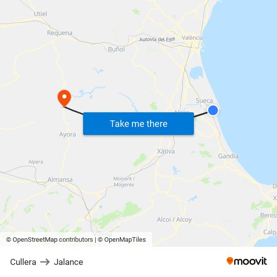 Cullera to Jalance map