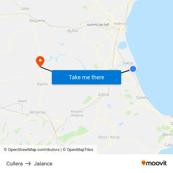Cullera to Jalance map