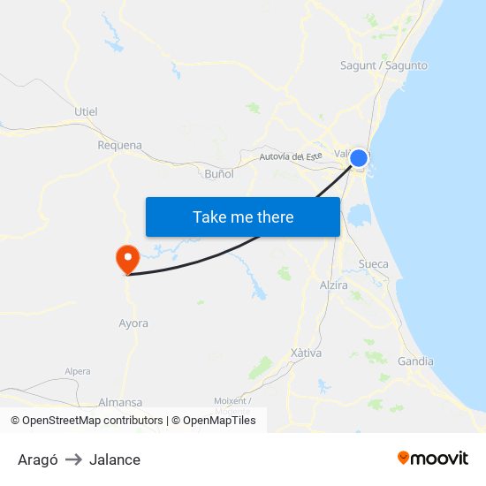 Aragó to Jalance map
