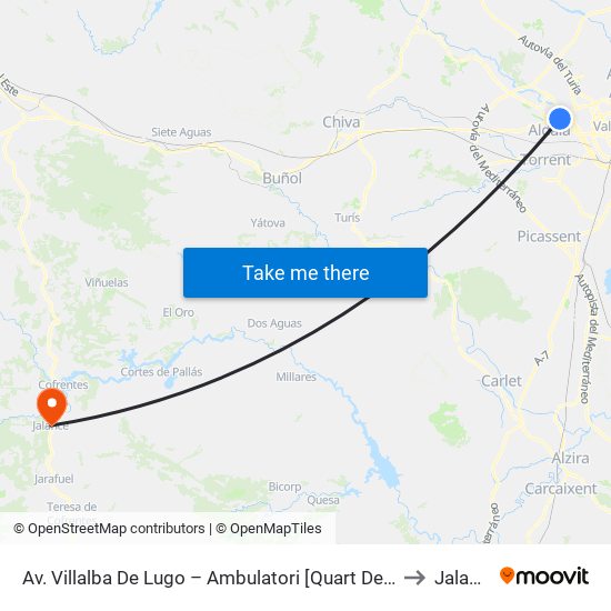 Av. Villalba De Lugo – Ambulatori [Quart De Poblet] to Jalance map