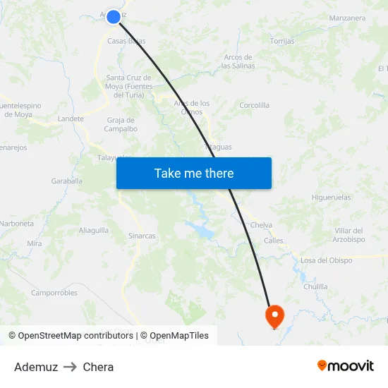 Ademuz to Chera map