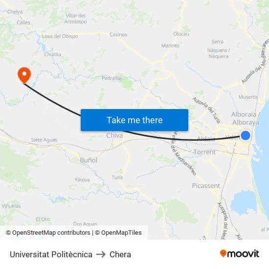Universitat Politècnica to Chera map