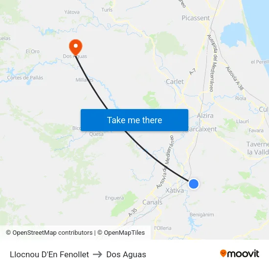 Llocnou D'En Fenollet to Dos Aguas map