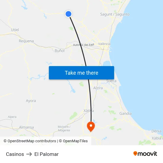 Casinos to El Palomar map