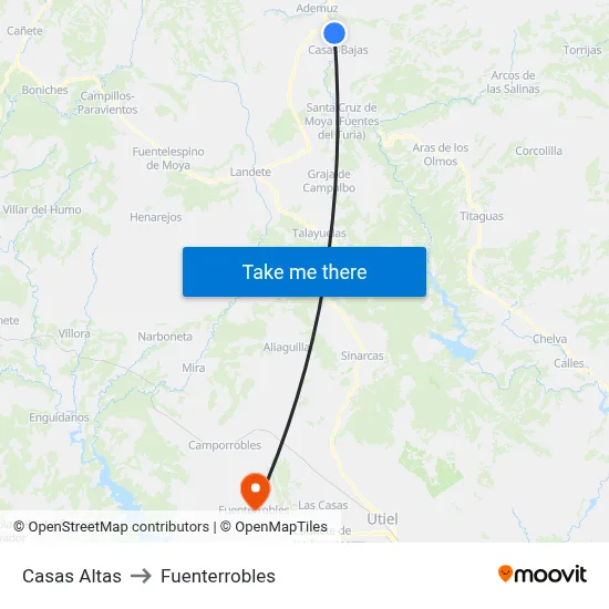 Casas Altas to Fuenterrobles map
