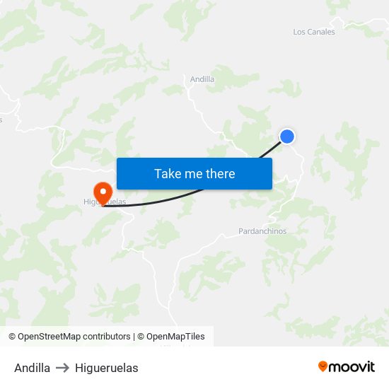 Andilla to Higueruelas map