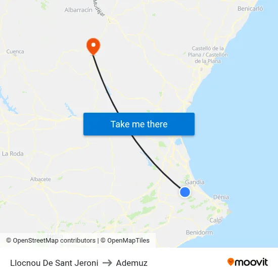 Llocnou De Sant Jeroni to Ademuz map
