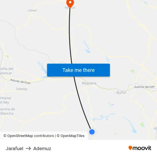 Jarafuel to Ademuz map