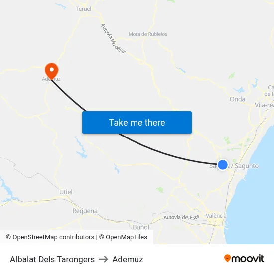 Albalat Dels Tarongers to Ademuz map