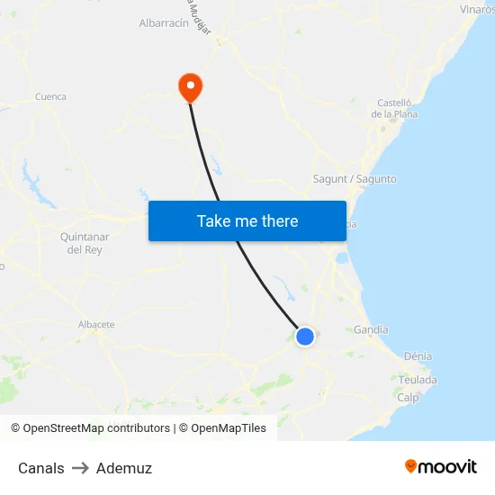 Canals to Ademuz map