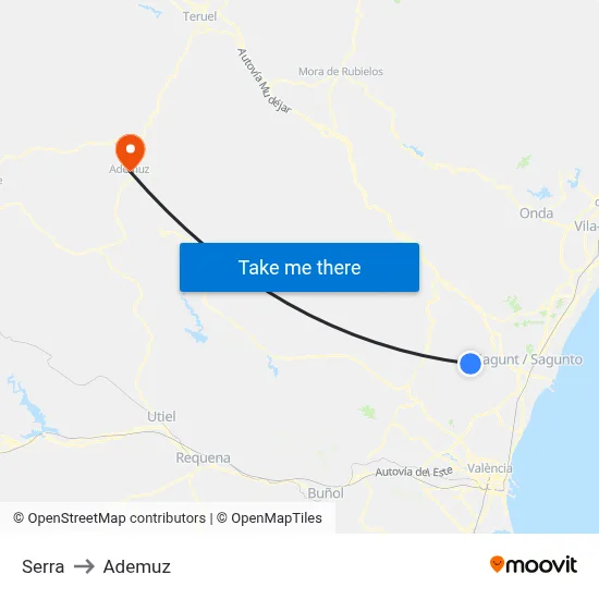 Serra to Ademuz map