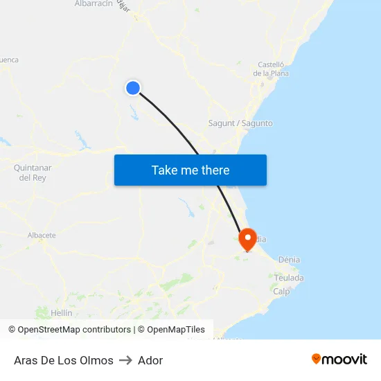 Aras De Los Olmos to Ador map