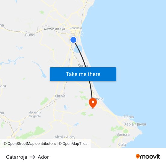 Catarroja to Ador map