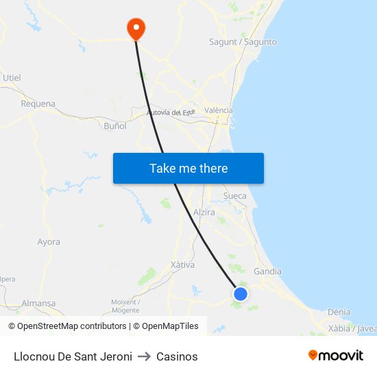 Llocnou De Sant Jeroni to Casinos map