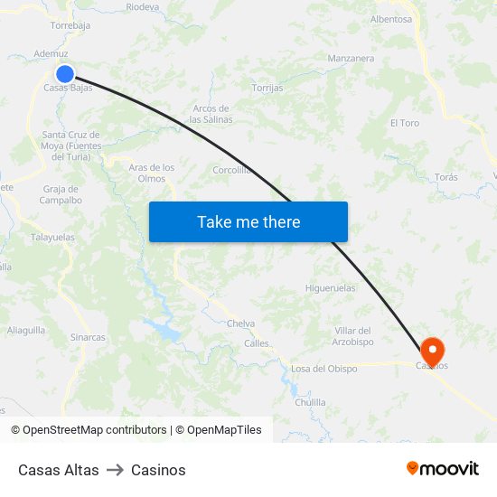 Casas Altas to Casinos map