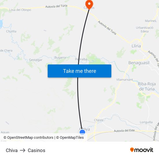 Chiva to Casinos map