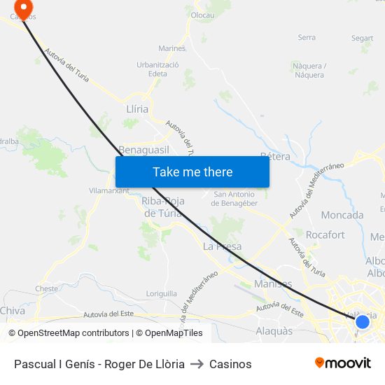 Pascual I Genís - Roger De Llòria to Casinos map