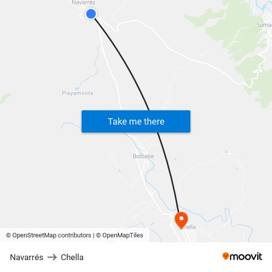 Navarrés to Chella map