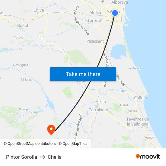 Pintor Sorolla to Chella map