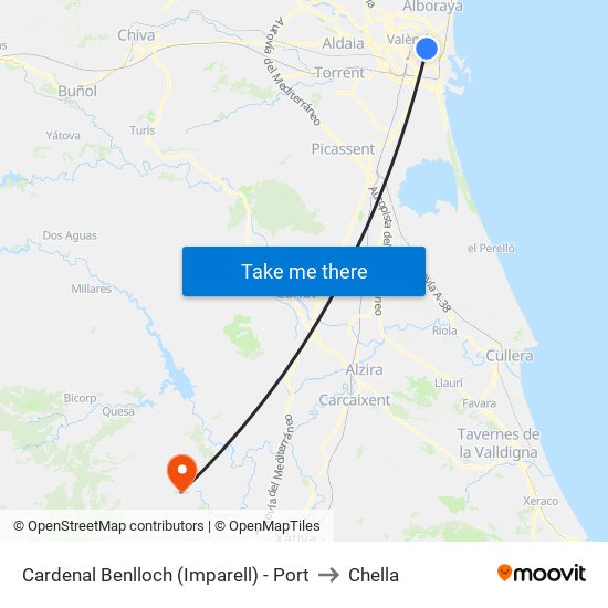 Cardenal Benlloch (Imparell) - Port to Chella map