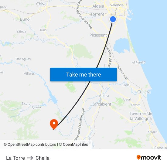 La Torre to Chella map